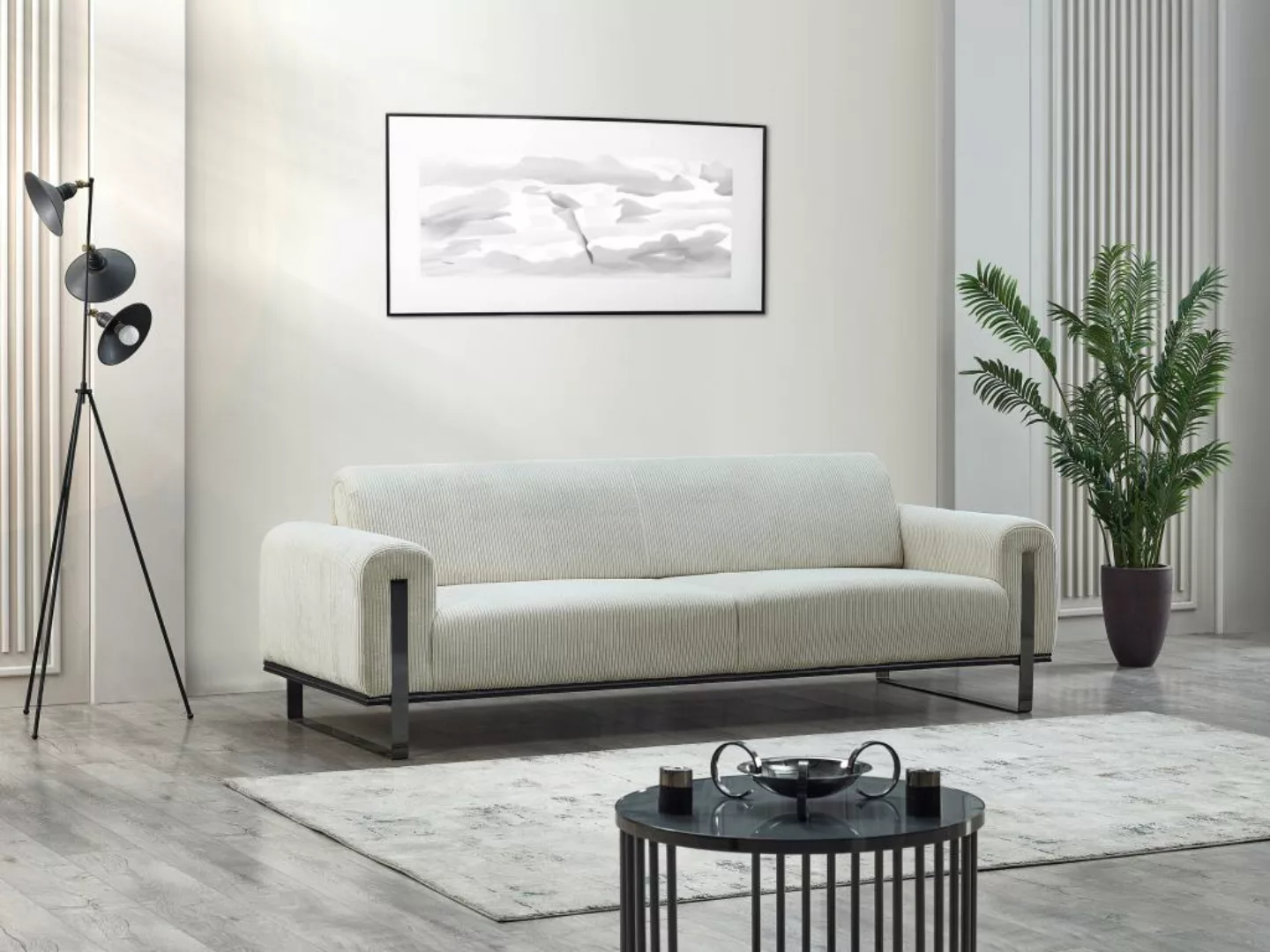 Sofa 3-Sitzer - Cord - Beige - ADRANI günstig online kaufen