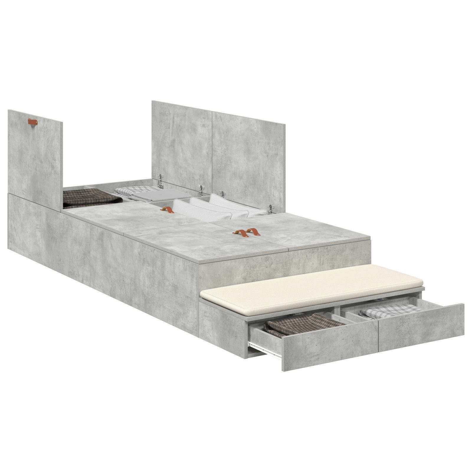 vidaXL Bett Stauraum Bettgestell Beton Grau günstig online kaufen