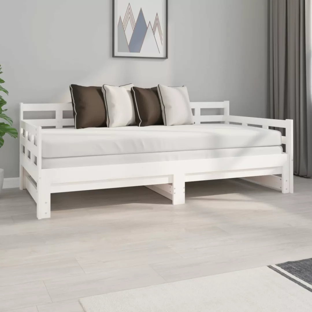 Vidaxl Tagesbett Ausziehbar Weiß Massivholz Kiefer 2x(90x190) Cm günstig online kaufen