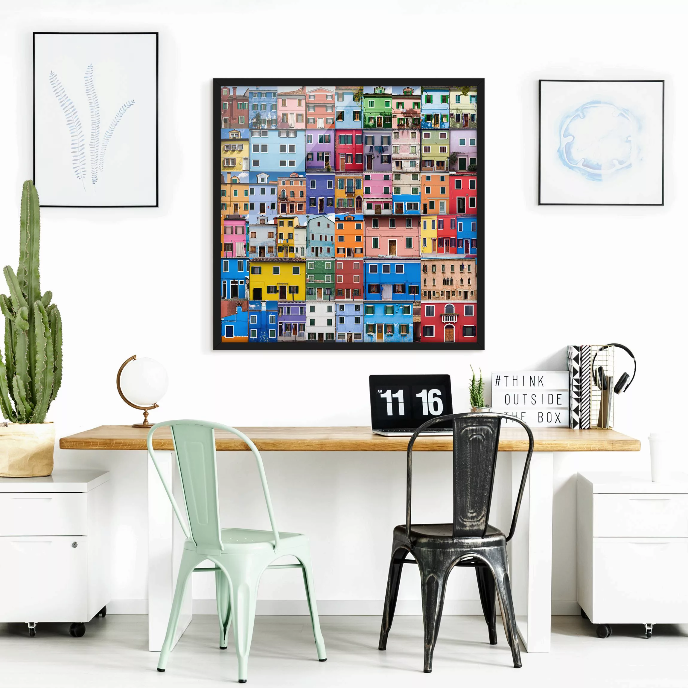 Bild mit Rahmen Muster & Textur - Quadrat Venezianische Häuser günstig online kaufen