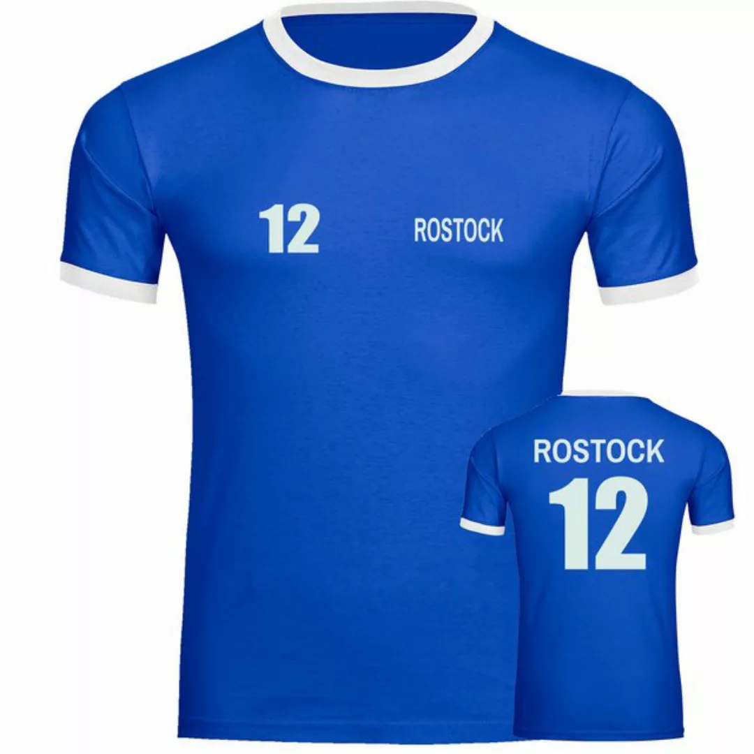 multifanshop T-Shirt Kontrast Rostock - Trikot Nummer 12 - Männer günstig online kaufen