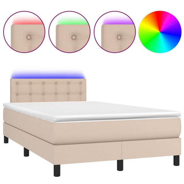 vidaXL Boxspringbett, Boxspringbett mit Matratze & LED Cappuccino-Braun 120 günstig online kaufen