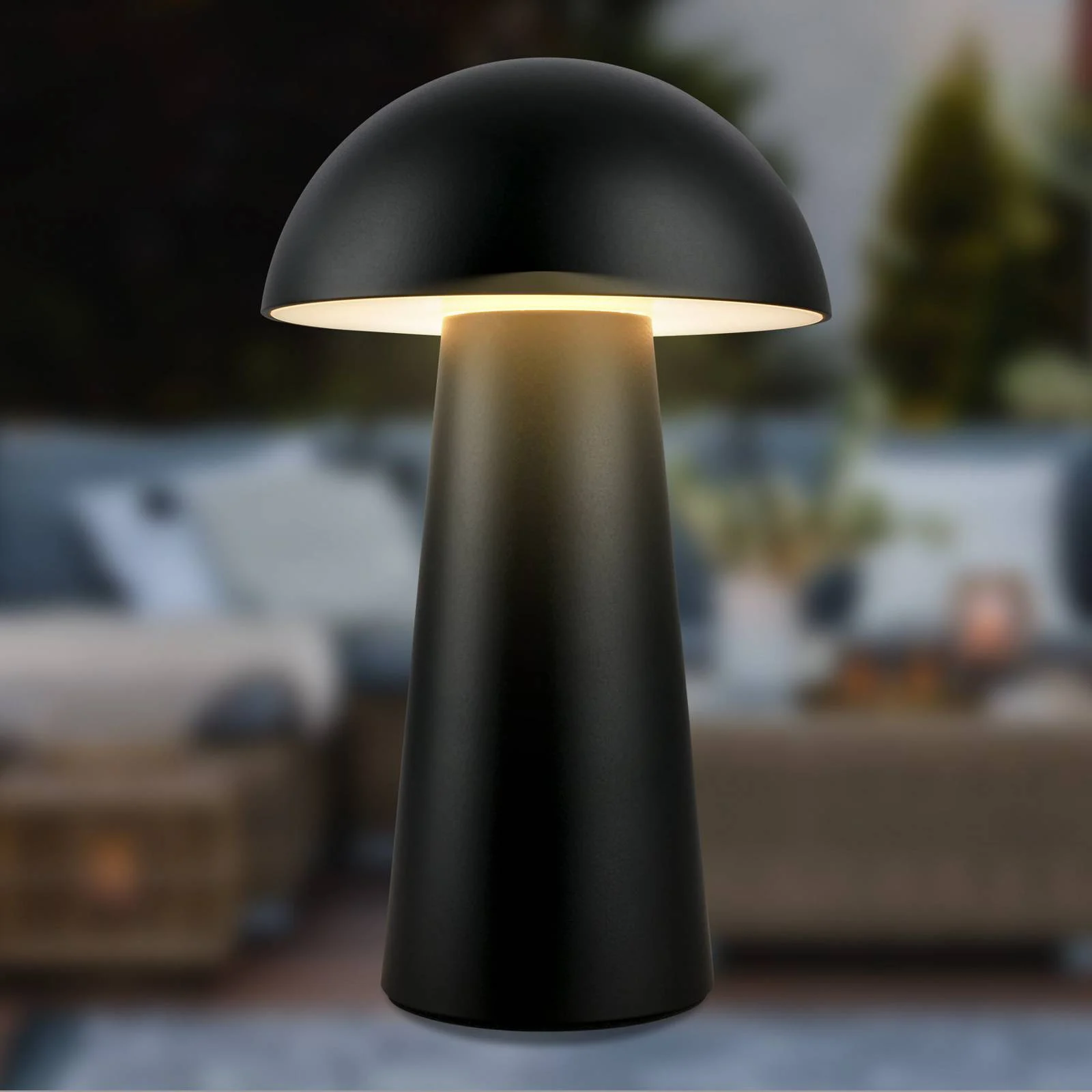 LED-Akku-Tischleuchte Fungo Mini, schwarz, Touch, Kunststoff günstig online kaufen