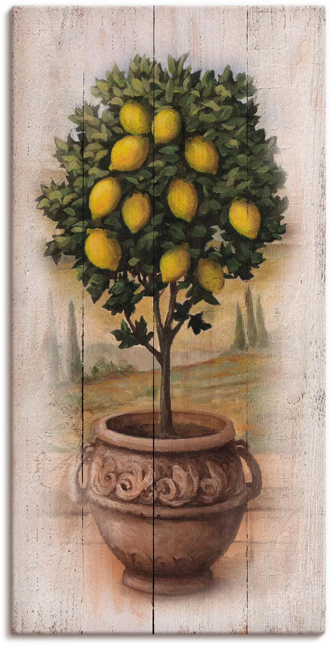 Artland Leinwandbild »Zitronenbaum mit Holzoptik«, Bäume, (1 St.), auf Keil günstig online kaufen