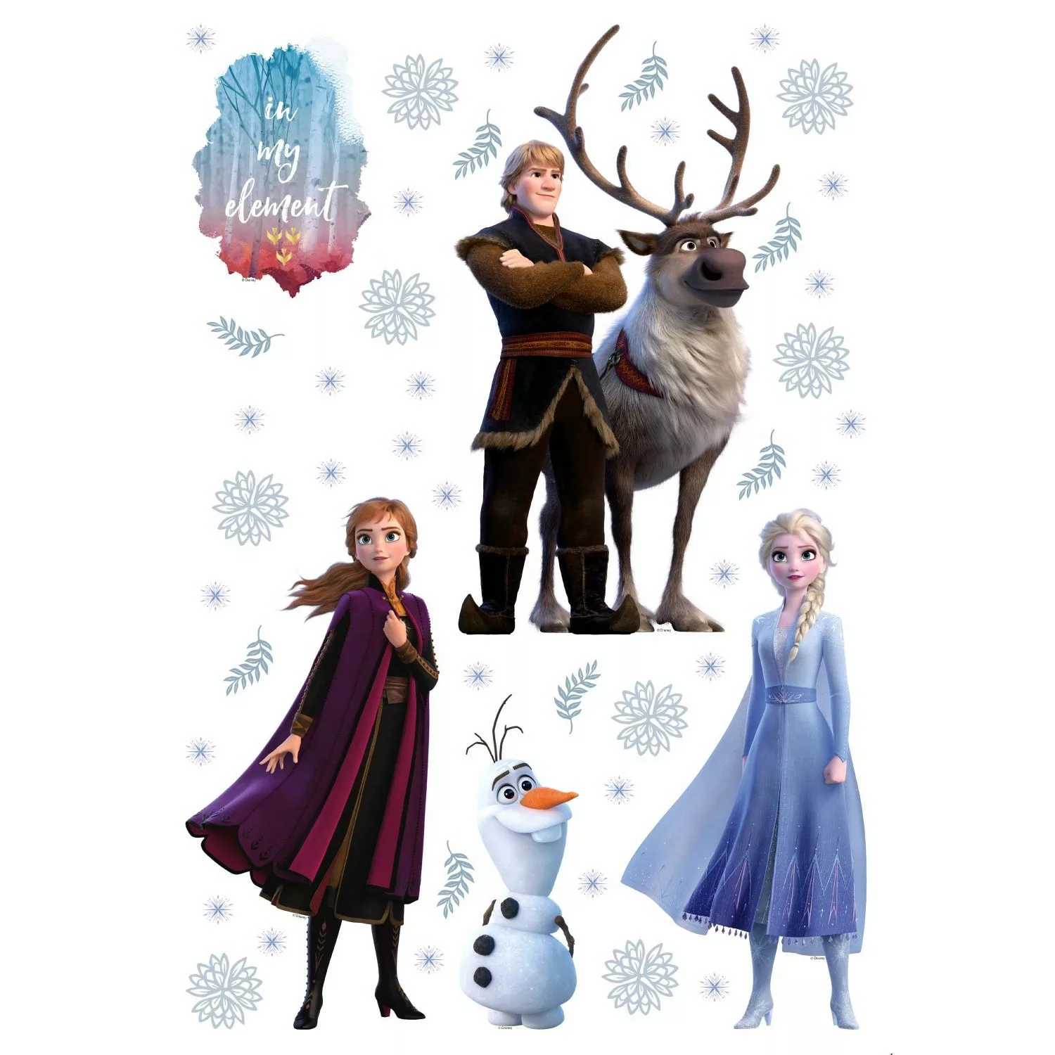 Disney Wandtattoo Die Eiskönigin Blau Braun und Lila 65 x 85 cm 600168 günstig online kaufen