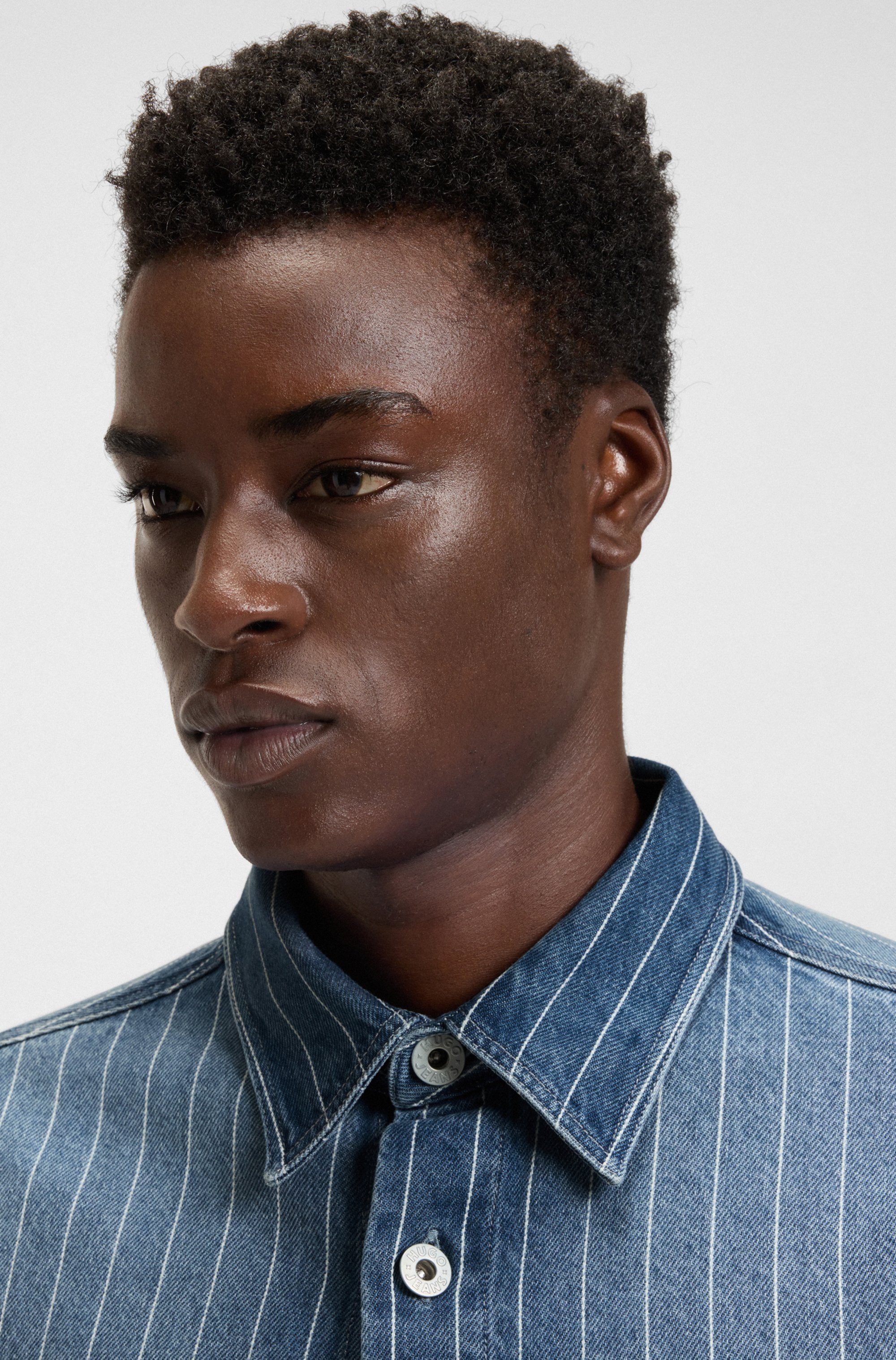 HUGO Blue Jeanshemd Ebolt aus gestreiftem günstig online kaufen