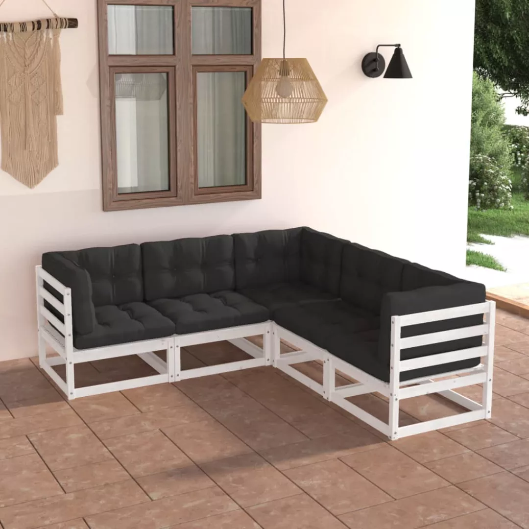 5-tlg. Garten-lounge-set Mit Kissen Kiefer Massivholz günstig online kaufen