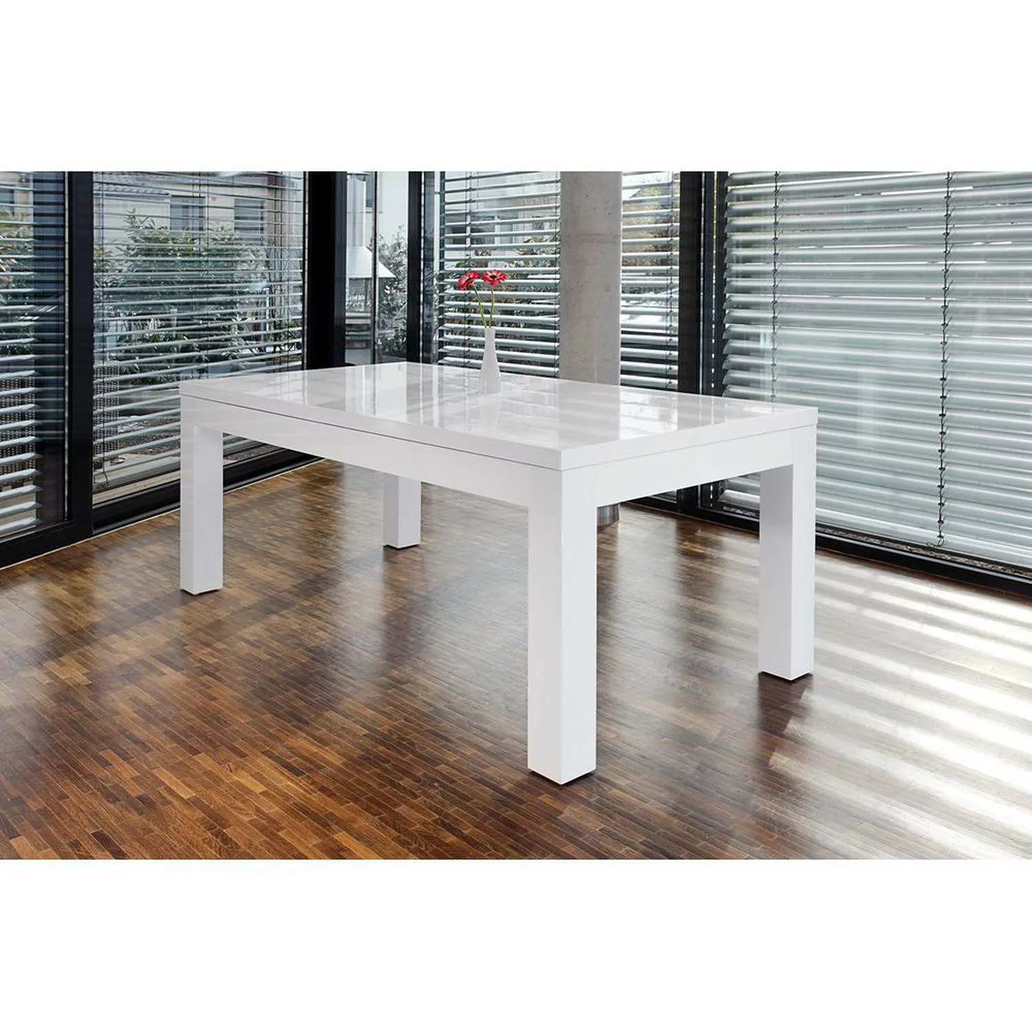 Esstisch weiß Hochglanz mit ausziehbarer Tischplatte - B/T/H: 180/90/75cm günstig online kaufen