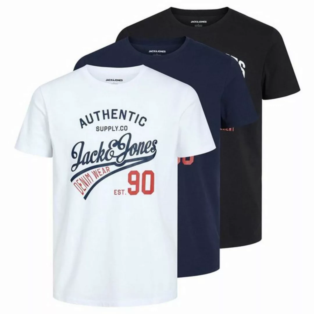 Jack & Jones Herren Rundhals T-Shirt JJETHAN 3er PACK - Regular Fit günstig online kaufen