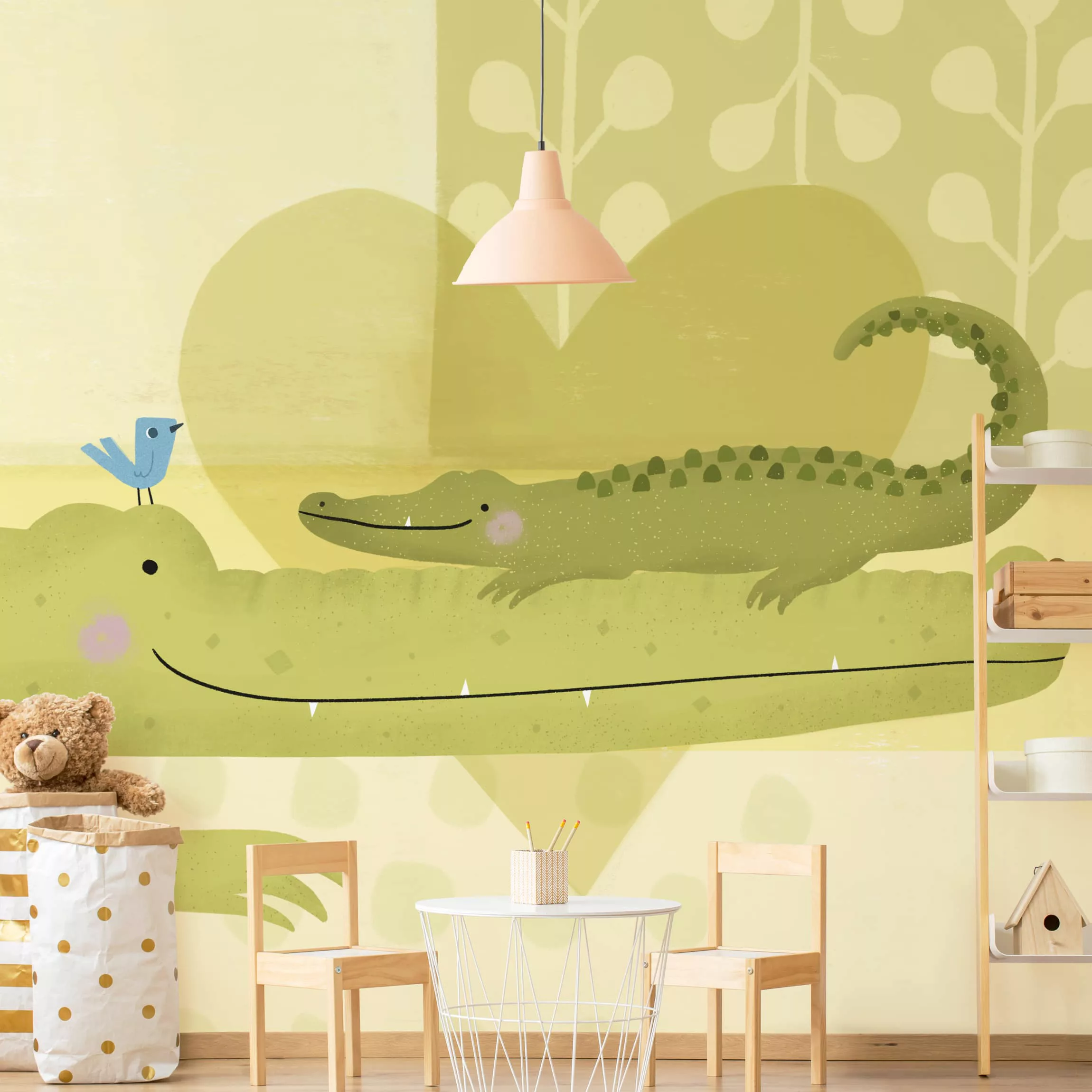 Bilderwelten Kindertapete Mama und ich - Krokodile grün Gr. 192 x 192 günstig online kaufen