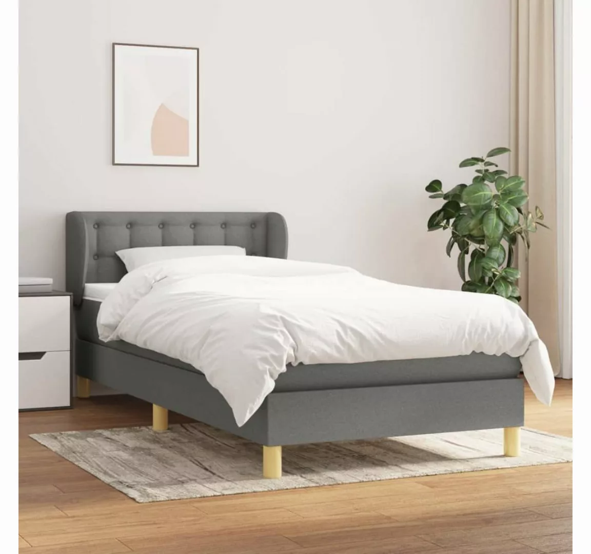 vidaXL Bettgestell Boxspringbett mit Matratze Dunkelgrau 80x200 cm Stoff Be günstig online kaufen