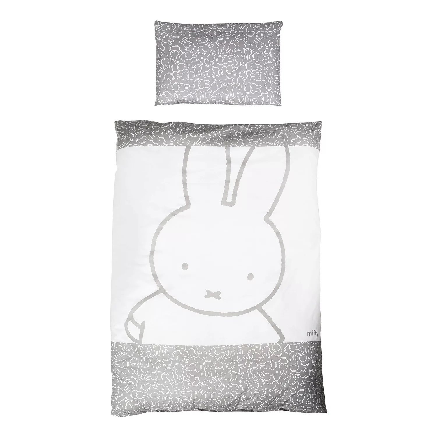 home24 Roba Bettwäsche Miffy 2-teilig Grau/Weiß Baumwollstoff günstig online kaufen