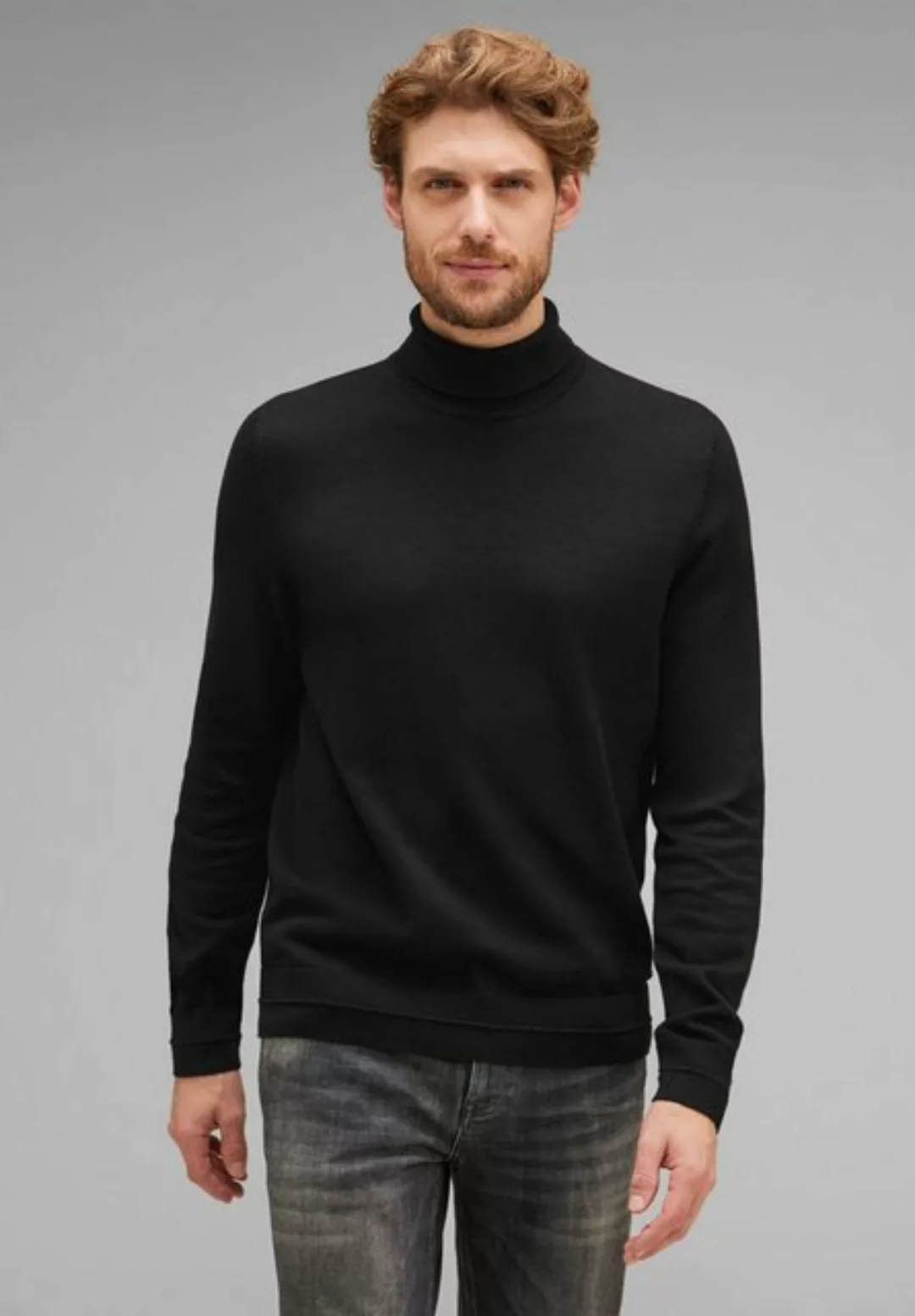 STREET ONE MEN Stehkragenpullover, in Melange Optik günstig online kaufen