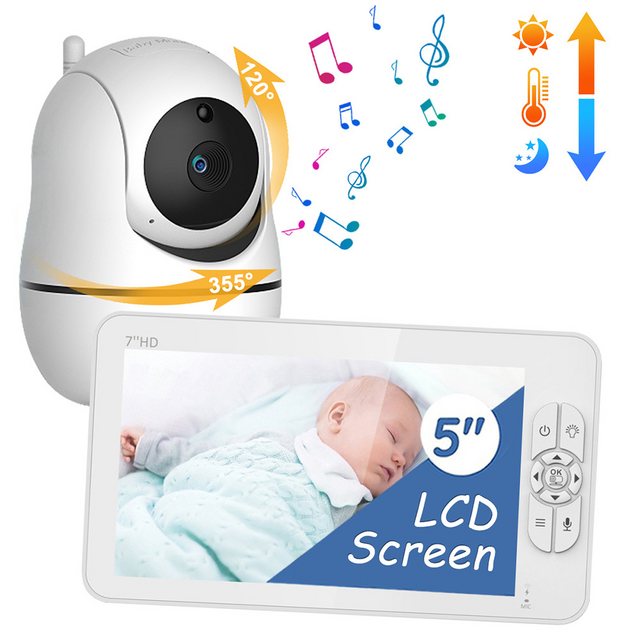 JUBOUEL Babyphone Video-Babyphone Babyphone mit Kamera 7-Zoll-Display mit N günstig online kaufen