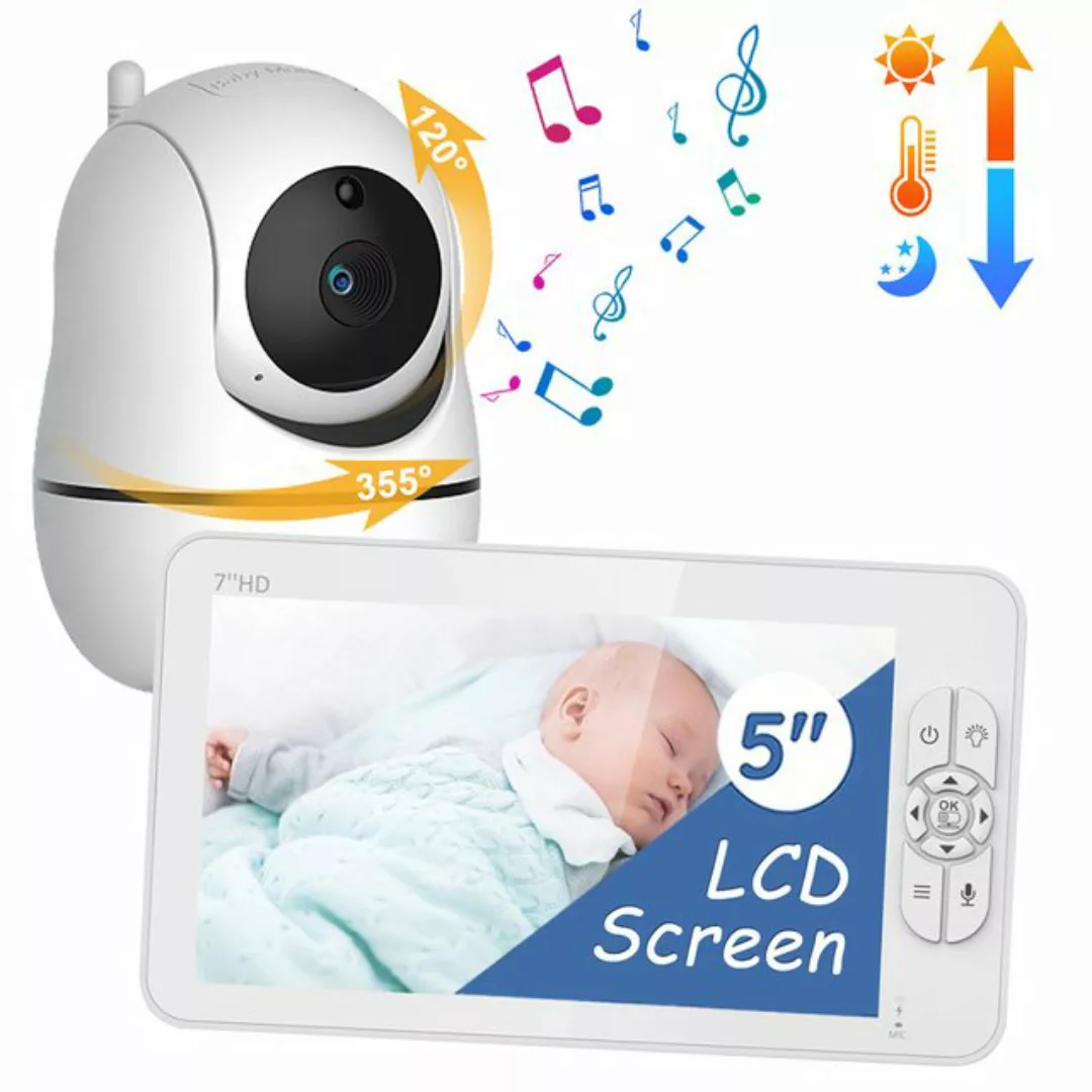 ZEUOPQ Babyphone Video-Babyphone Babyphone mit Kamera 7-Zoll-Display mit Na günstig online kaufen