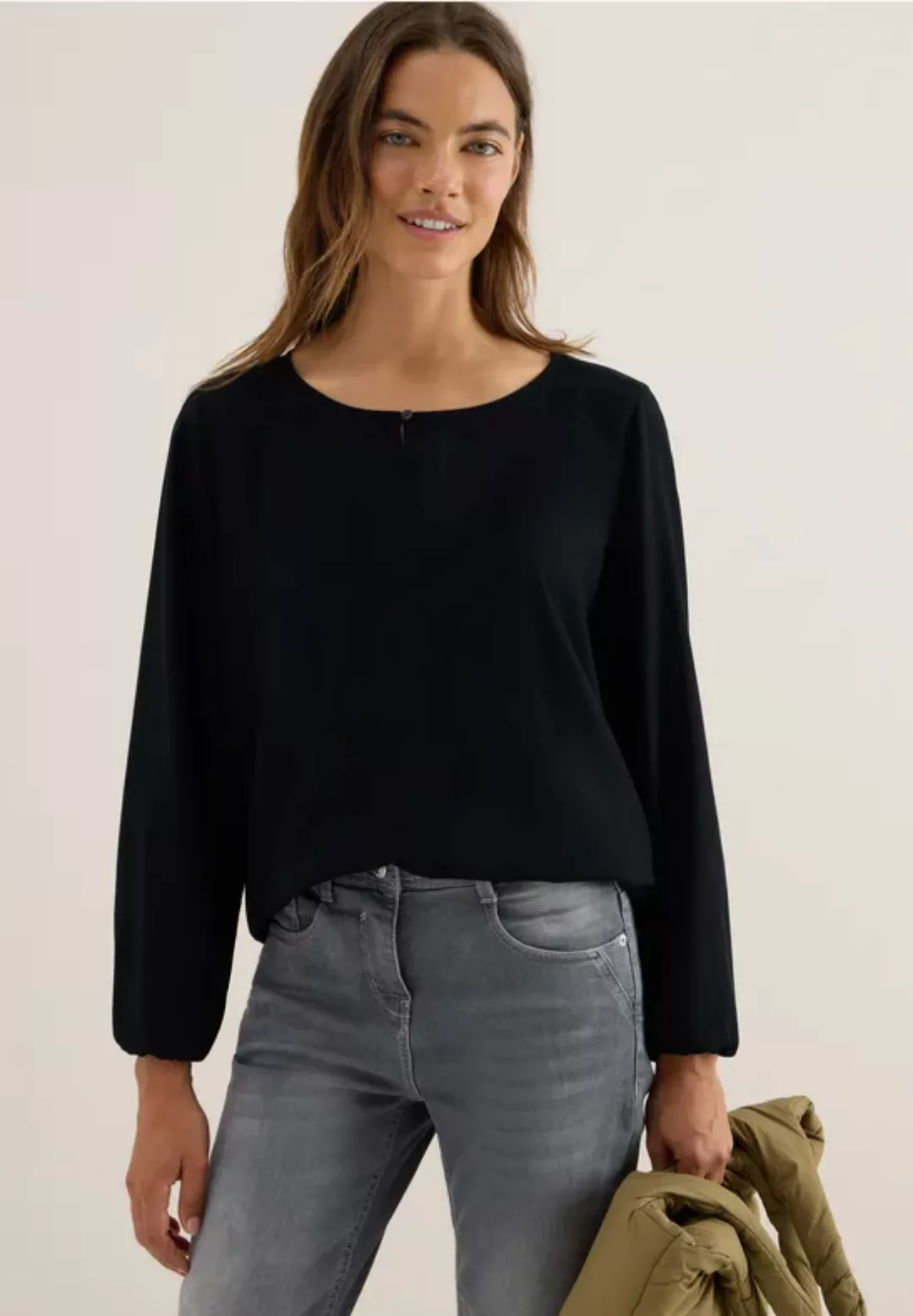 Bluse in Unifarbe günstig online kaufen