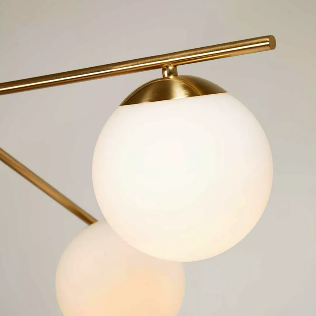 Retro Deckenlampe in Messingfarben und Weiß Glas und Metall günstig online kaufen