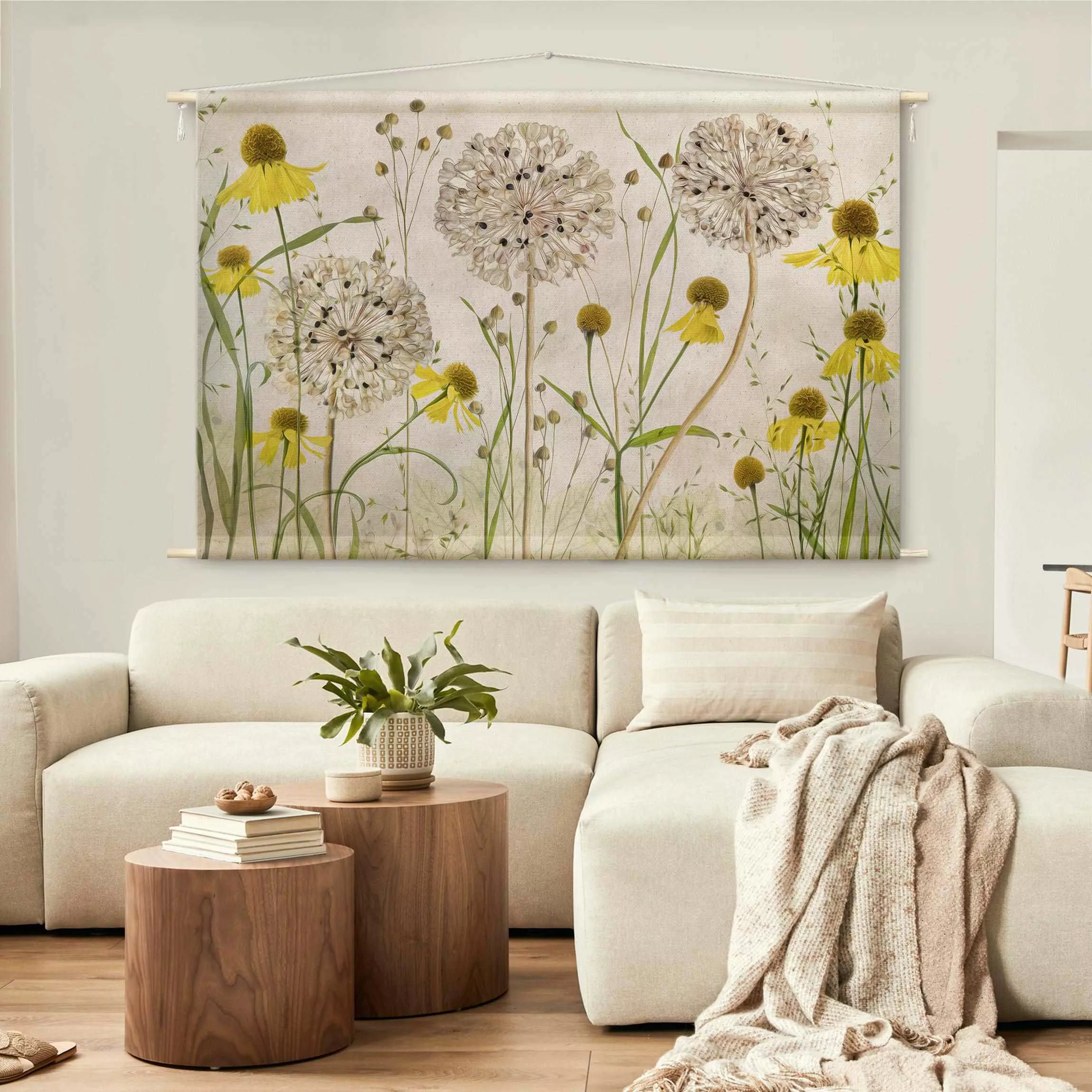 Wandteppich Allium und Helenium Illustration günstig online kaufen