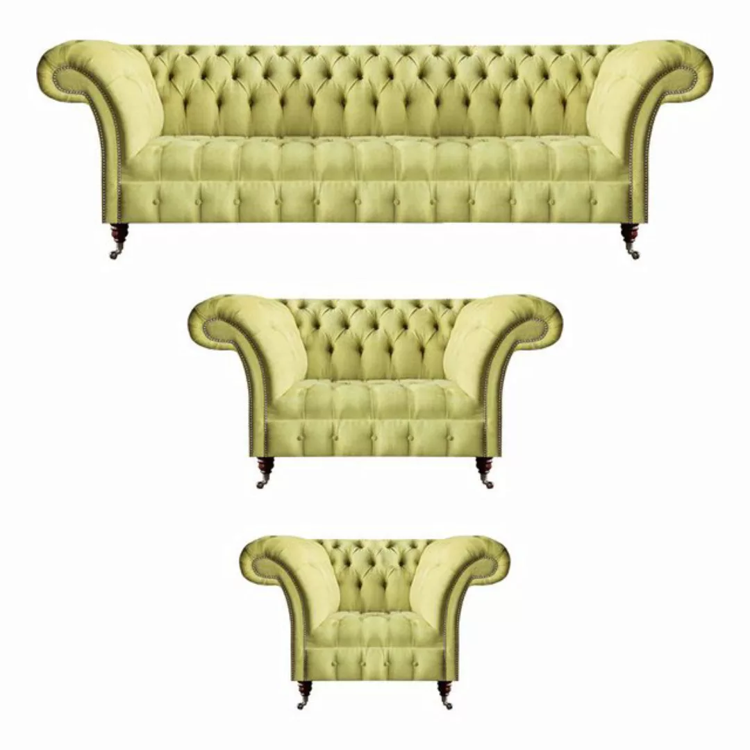 JVmoebel Chesterfield-Sofa Wohnzimmer Sofa Set 3tlg Luxus Sitzmöbel Chester günstig online kaufen
