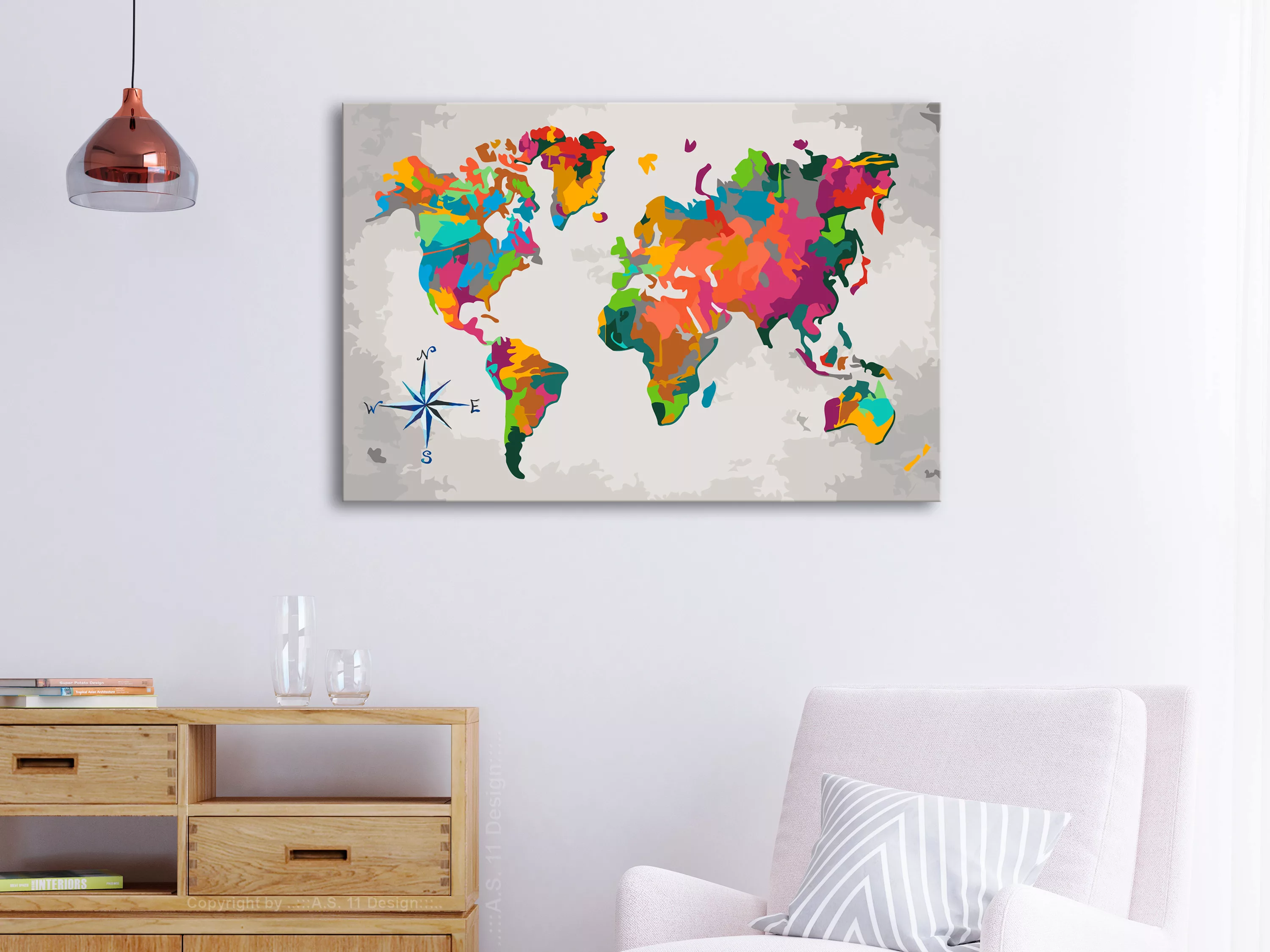 Malen Nach Zahlen - Weltkarte (windrose) günstig online kaufen