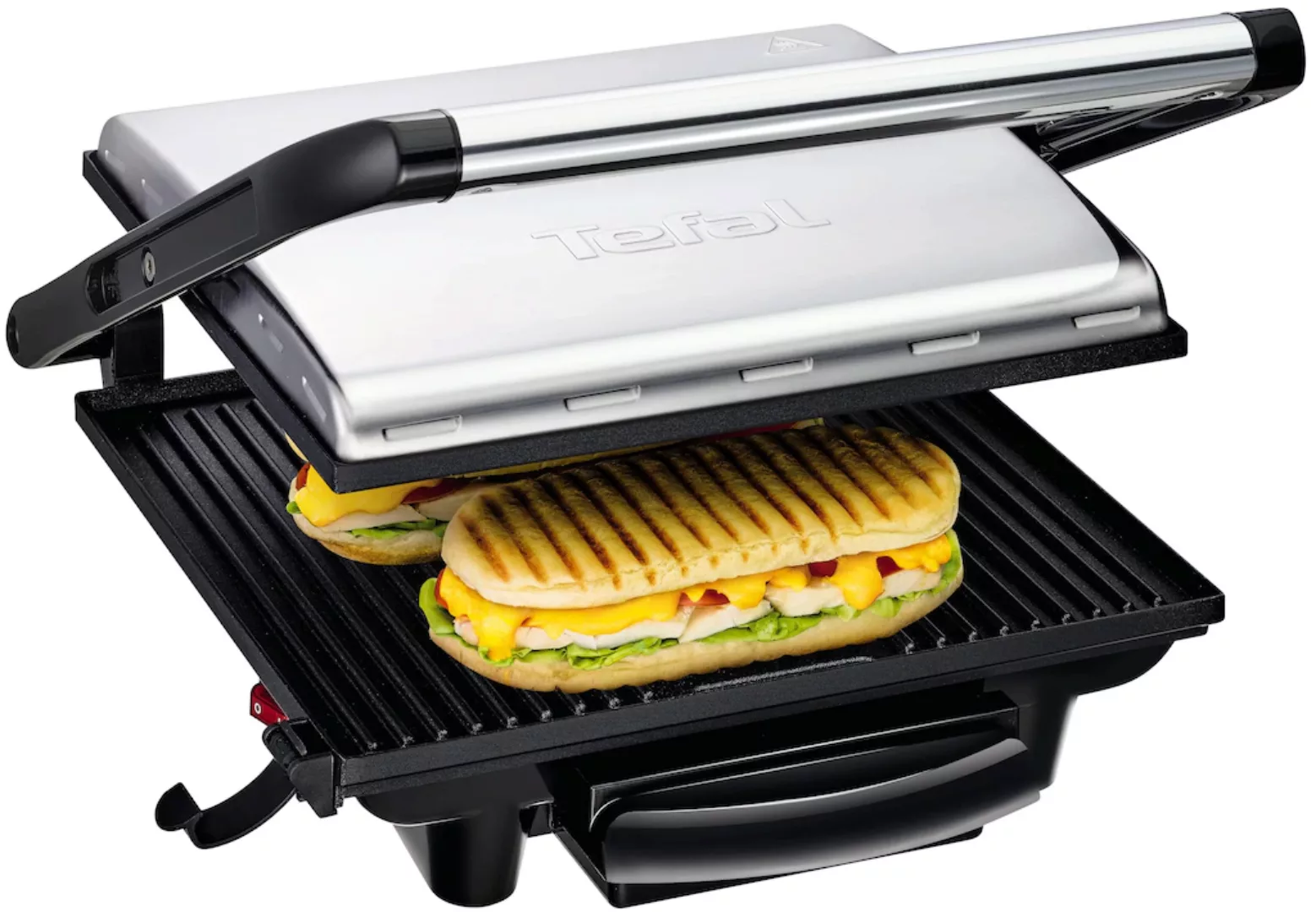 Tefal Kontaktgrill "GC241D Inicio", 2000 W, fettarmes Grillen, gerillte Gri günstig online kaufen