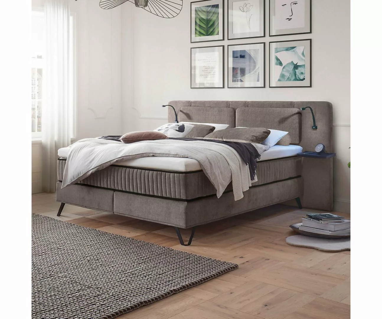 ED EXCITING DESIGN Boxspringliege (180 x 200 cm, Milazzo), Grau günstig online kaufen