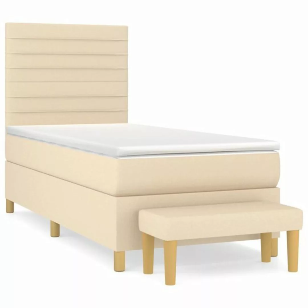 vidaXL Boxspringbett Boxspringbett mit Matratze Creme 100x200 cm Stoff Bett günstig online kaufen