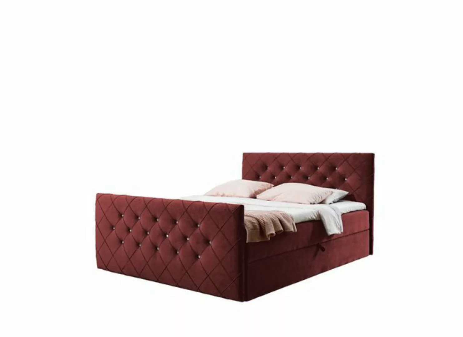 AN-MOEBEL4U Boxspringbett MALAGA mit Bettkasten, Topper, gepolstertes Kopft günstig online kaufen