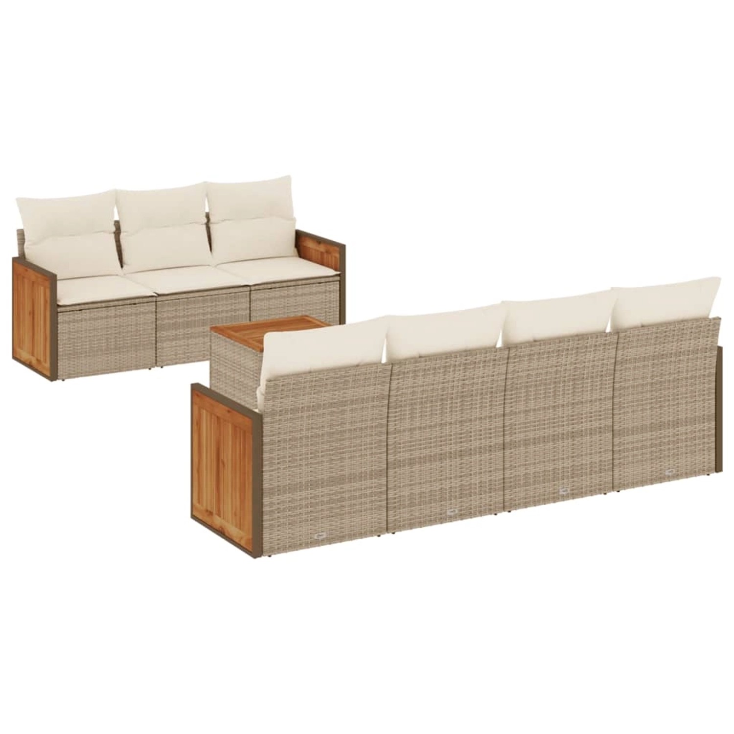 vidaXL 8-Tlg Garten-Sofagarnitur mit Kissen Beige Poly Rattan 3259888 günstig online kaufen