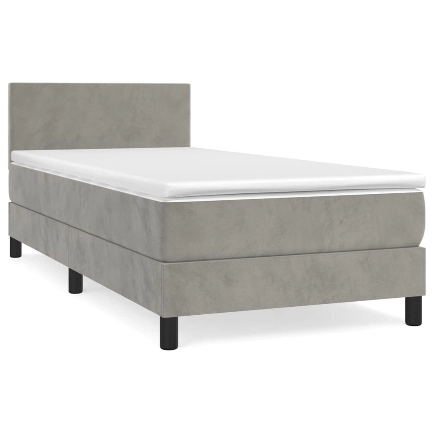 vidaXL Boxspringbett Boxspringbett mit Matratze Hellgrau 100x200 cm Samt Be günstig online kaufen