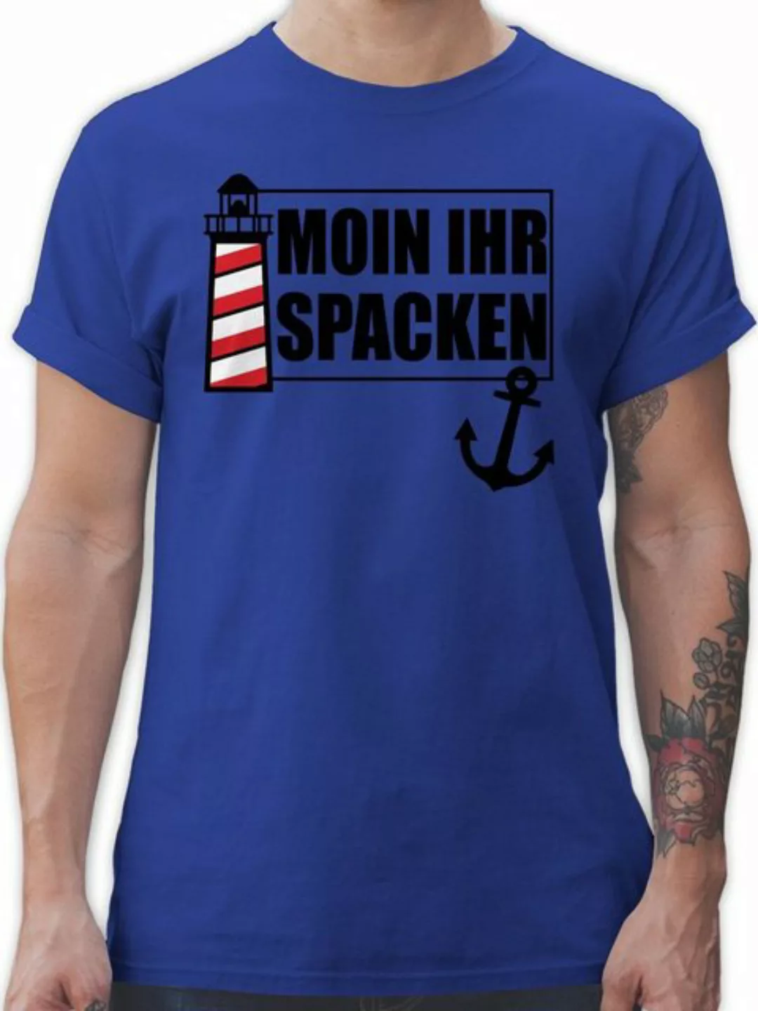 Shirtracer T-Shirt Moin ihr Spacken Leuchtturm Sprüche Statement günstig online kaufen