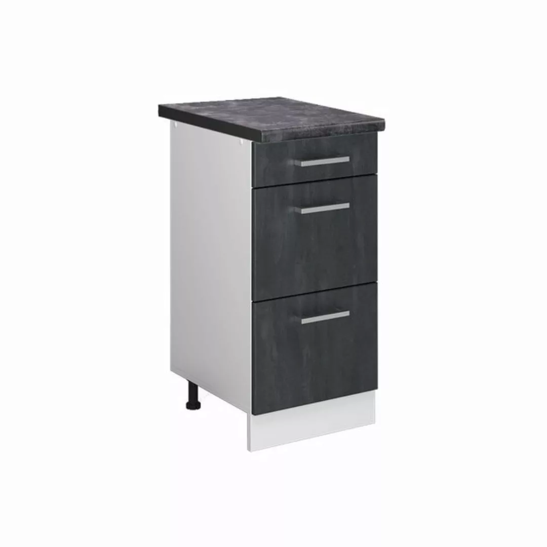 Vicco Unterschrank R-Line, Schwarz Beton/Weiß, 40 cm AP Marmor günstig online kaufen