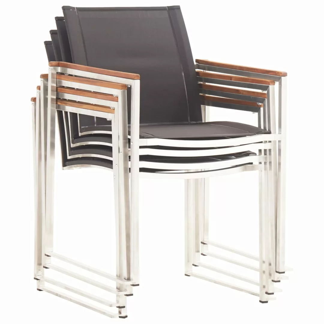 Gartenstühle 4 Stk. Textilene And Edelstahl Grau günstig online kaufen