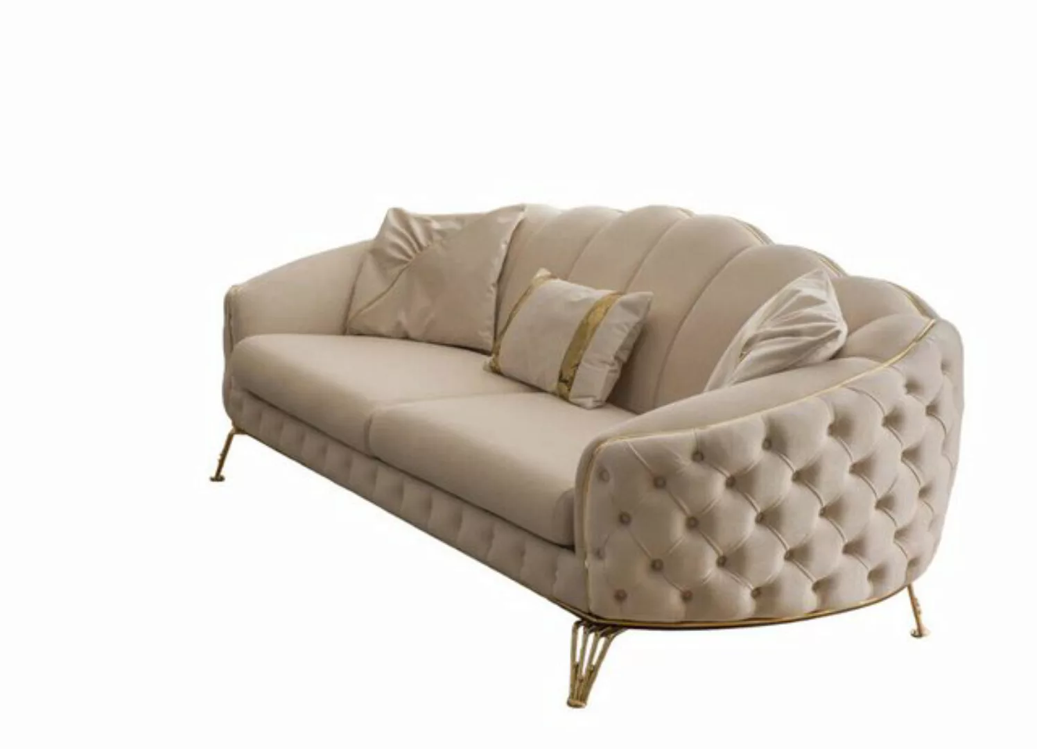 JVmoebel Chesterfield-Sofa Modern Chesterfield Beige Sofa 3 Sitz Couchen Dr günstig online kaufen