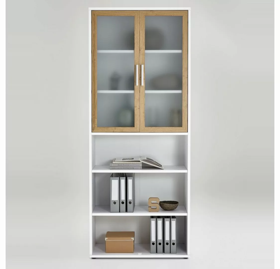 Lomadox Aktenschrank COLUMBUS-10 weiß matt & Alteiche Nb. - 89/221,5/40cm günstig online kaufen