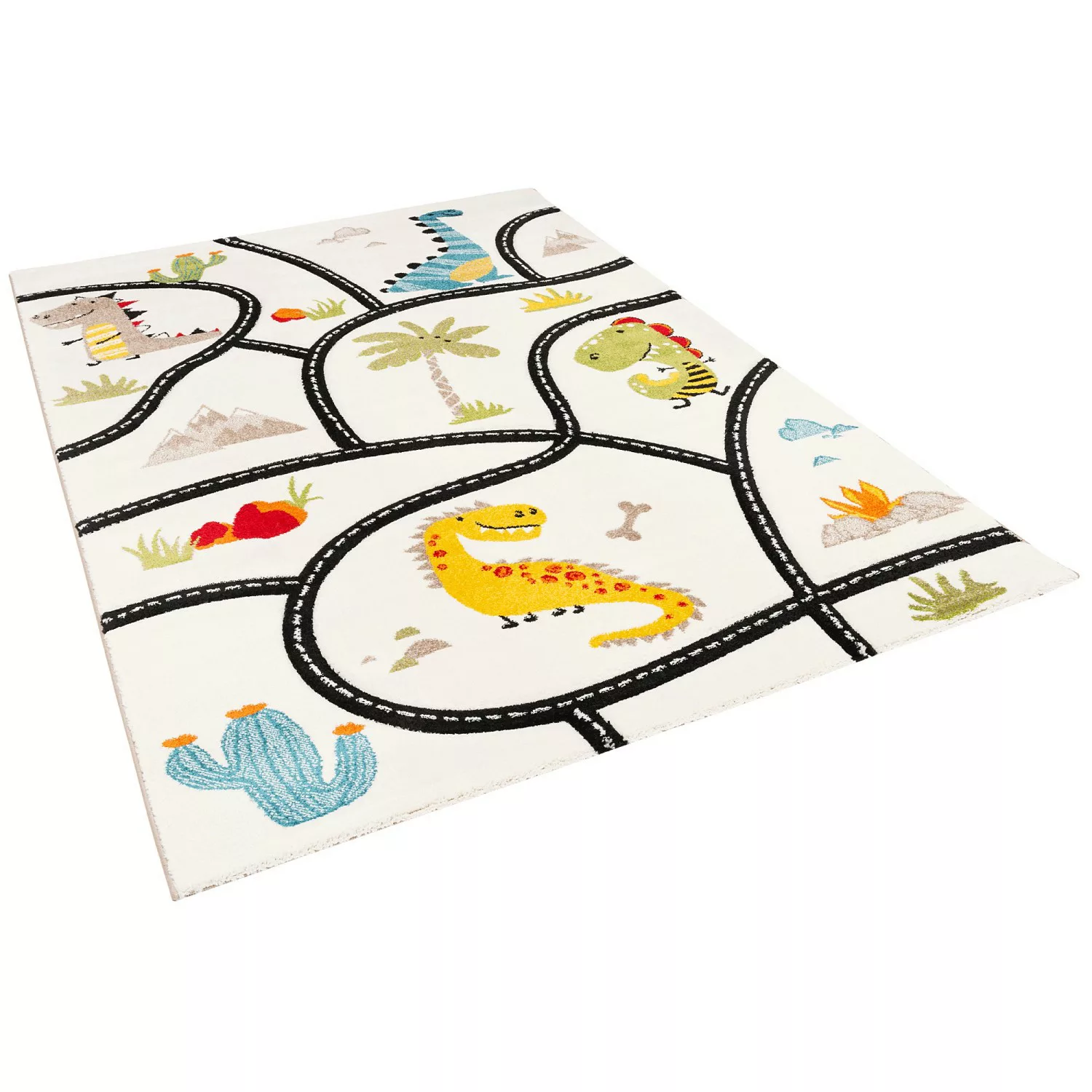 Pergamon Kinder Teppich Maui Kids Dino Straßenteppich Bunt 140x200cm günstig online kaufen