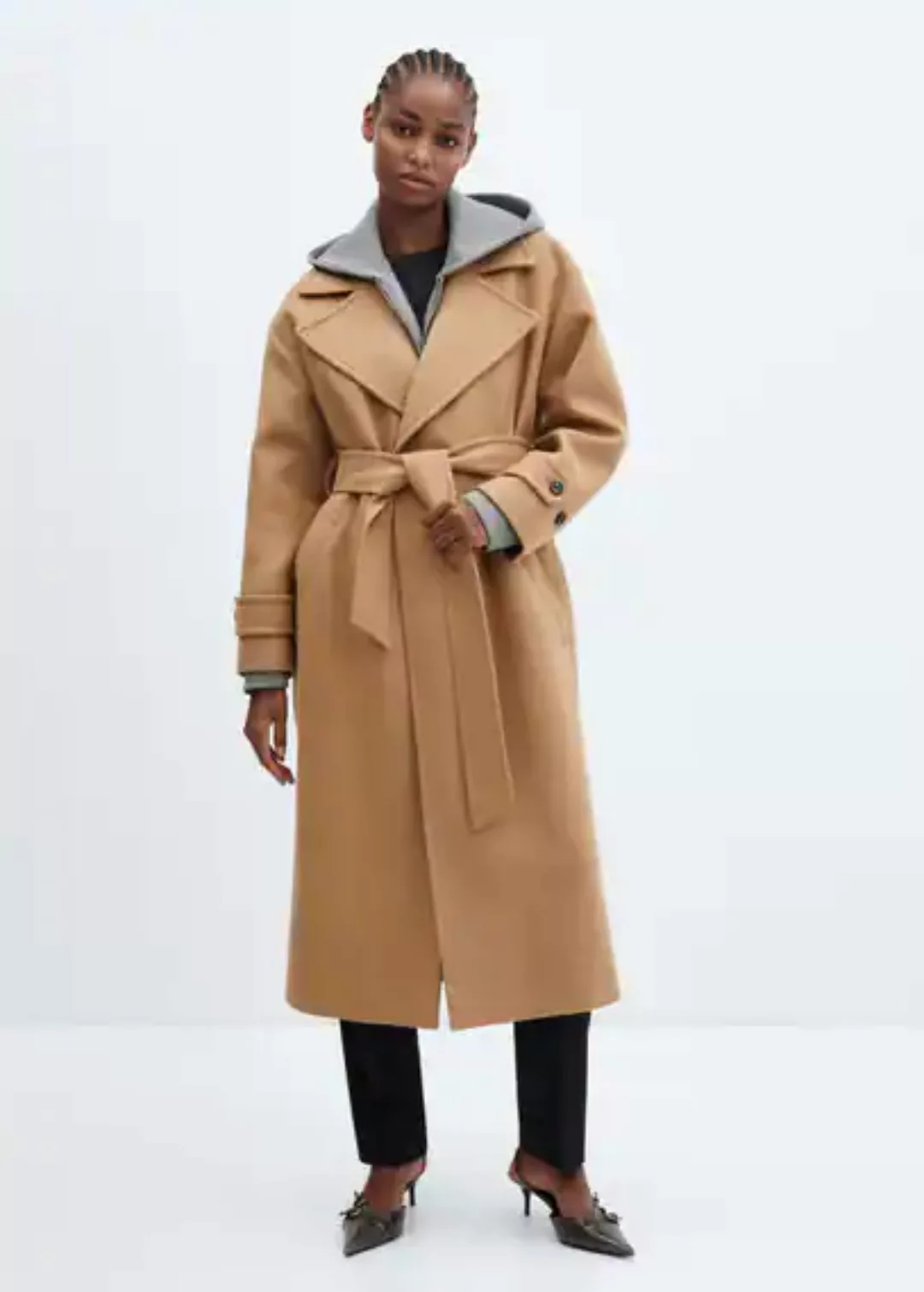 Mantel aus Manteco Wolle mit Maxi-Reverskragen günstig online kaufen