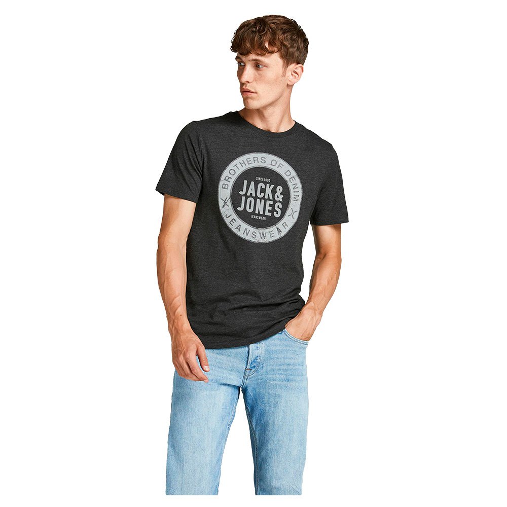 Jack & Jones Jeans Kurzarm O Hals T-shirt XS Dark Grey Melange / Detail Mel günstig online kaufen