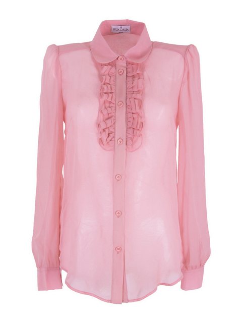RUA & RUA Chiffonbluse Bluse Hemd aus Seide mit Rüschen in Pink (1-tlg) günstig online kaufen