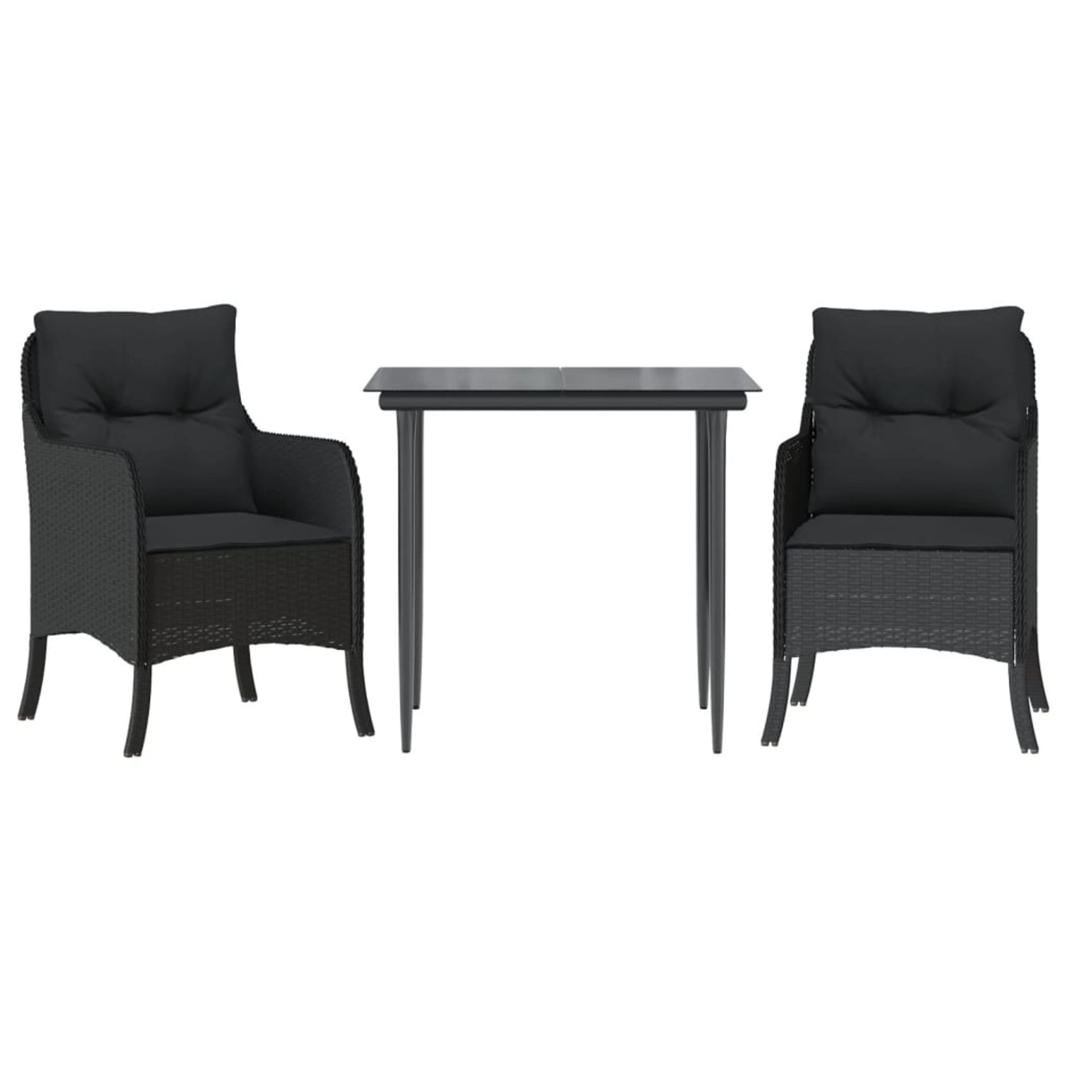 vidaXL 3-Tlg Garten-Essgruppe mit Kissen Schwarz Poly Rattan 3211920 günstig online kaufen