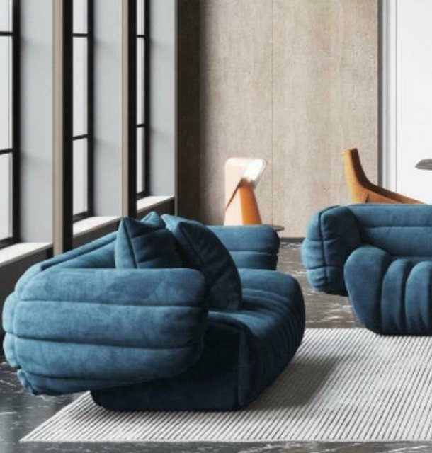 JVmoebel Sofa Blaues Samt Sofa 2 Sitzer Wohnlandschaft Relax Massivholz Zwe günstig online kaufen