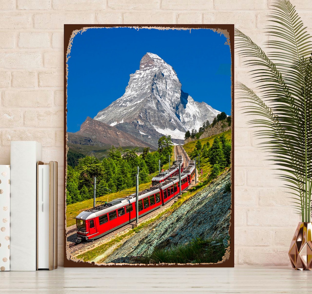 queence Metallbild "Matterhorn Express", Berge & Alpenbilder, (1 St.), Stah günstig online kaufen