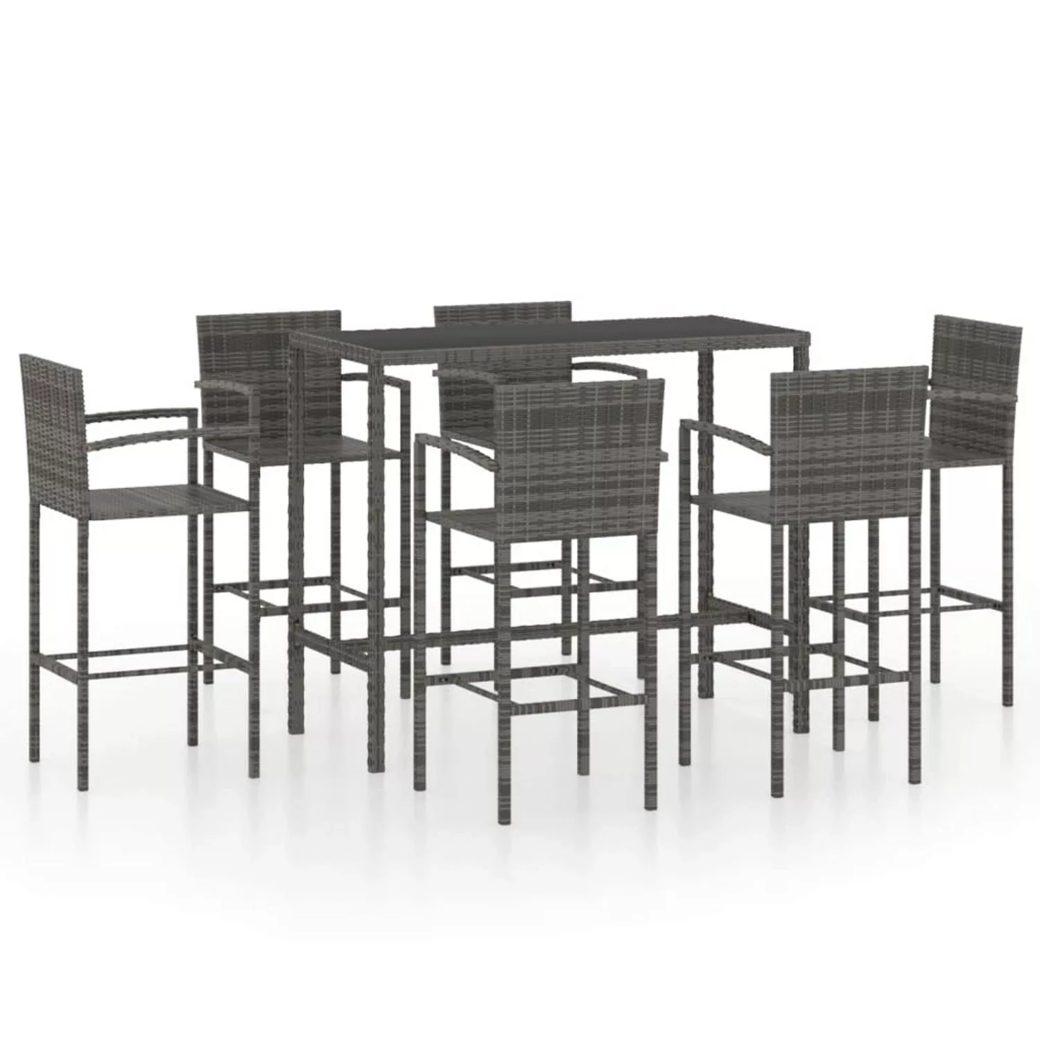 7-tlg. Gartenbar-set Poly Rattan Grau günstig online kaufen