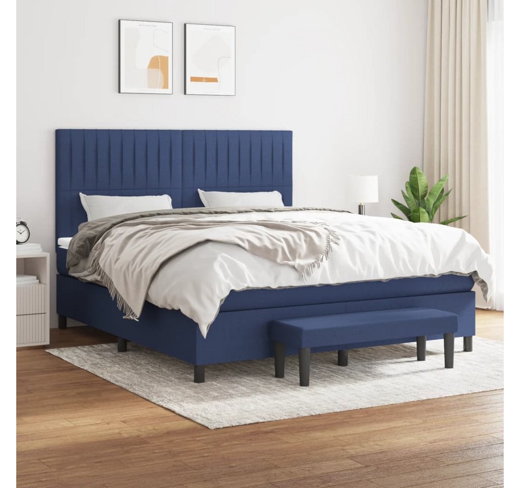 vidaXL Boxspringbett, Boxspringbett mit Matratze Blau 160x200 cm Stoff günstig online kaufen