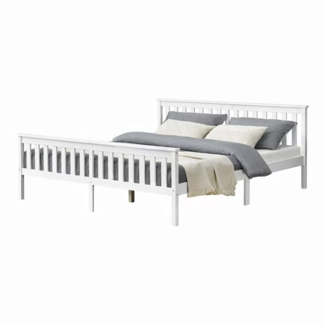 en.casa Holzbett, »Breda« Ehebett Doppelbett mit Lattenrost 180x200 cm Weiß günstig online kaufen