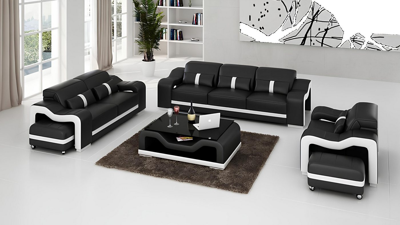 JVmoebel Sofa Design Sofagarnitur Couch Polster Sofas Leder Modern 3+1 Sitz günstig online kaufen