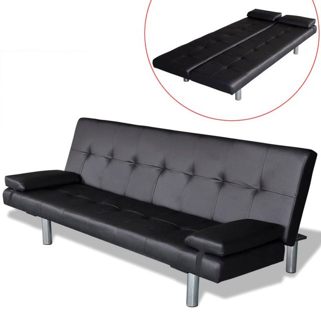 ZMH Schlafsofa mit 2 Kissen Kunstleder Sofa Ausziehbar Schwarz/Weiß, Set 5 günstig online kaufen