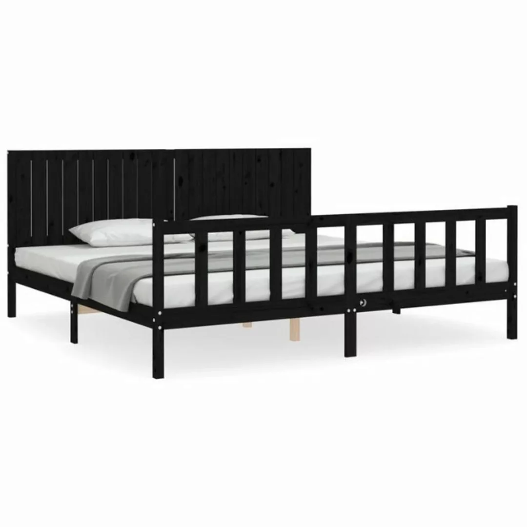 furnicato Bett Massivholzbett mit Kopfteil Schwarz 200x200 cm günstig online kaufen