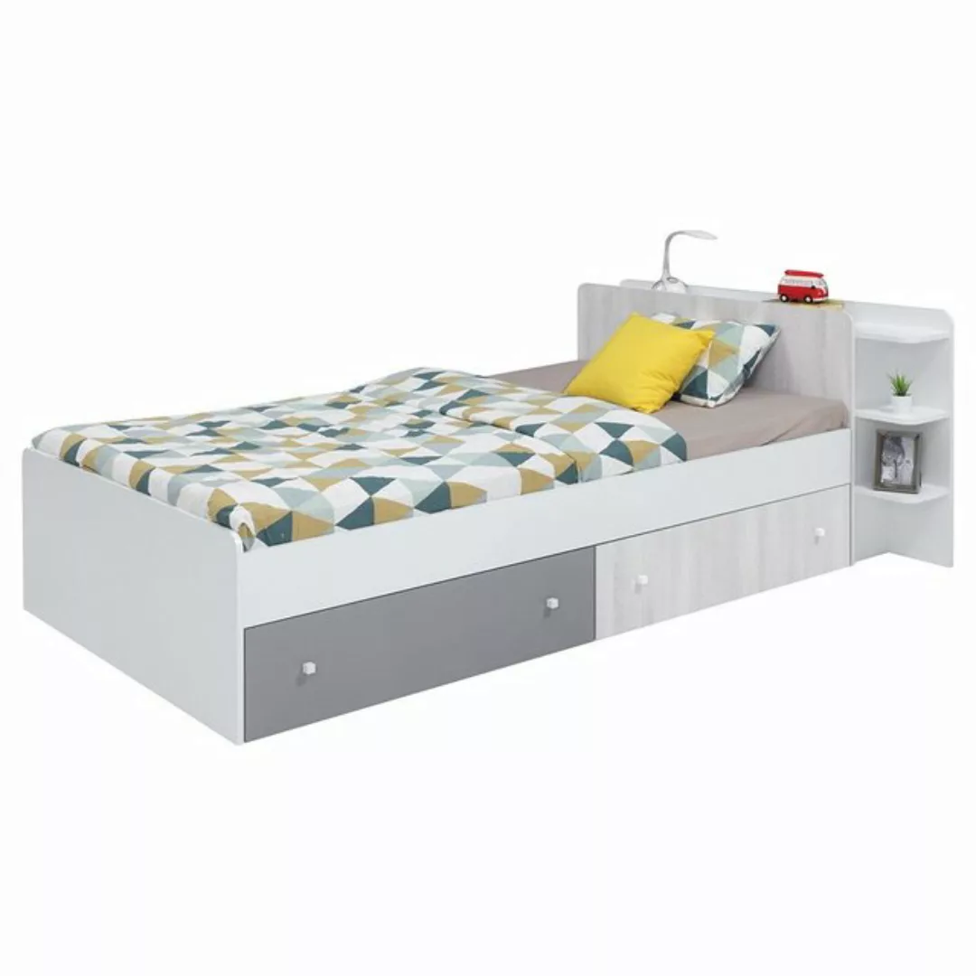 Lomadox Bett COLLINS-133, 120x200 cm, 2 Bettschubladen inkl. Rollen, Regal, günstig online kaufen