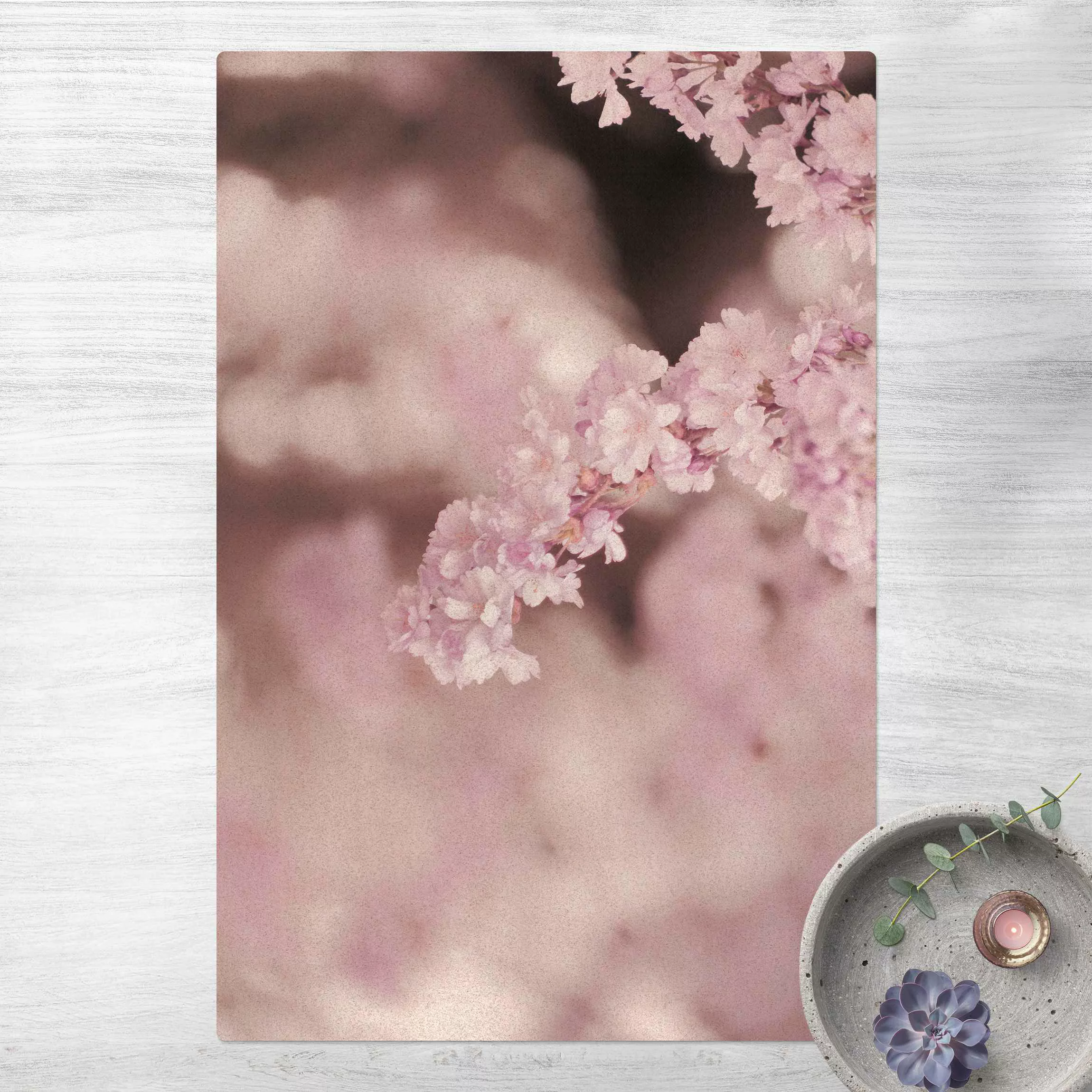 Kork-Teppich Kirschblüte im Violetten Licht günstig online kaufen